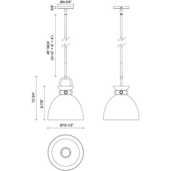 【Alora】アメリカ  デザイン照明ペンダントライト 「Waldo」 1灯 マットブラック/オパール（W267×H324mm）