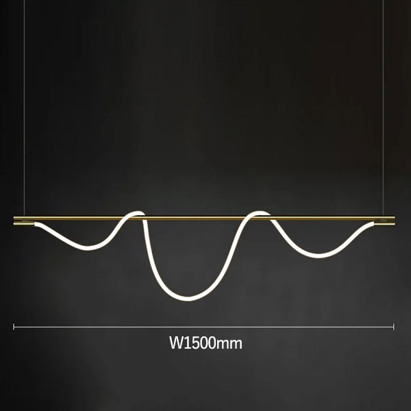 LEDロープデザイン照明　ペンダントライト　ゴールド／ブラック（W1500mm）