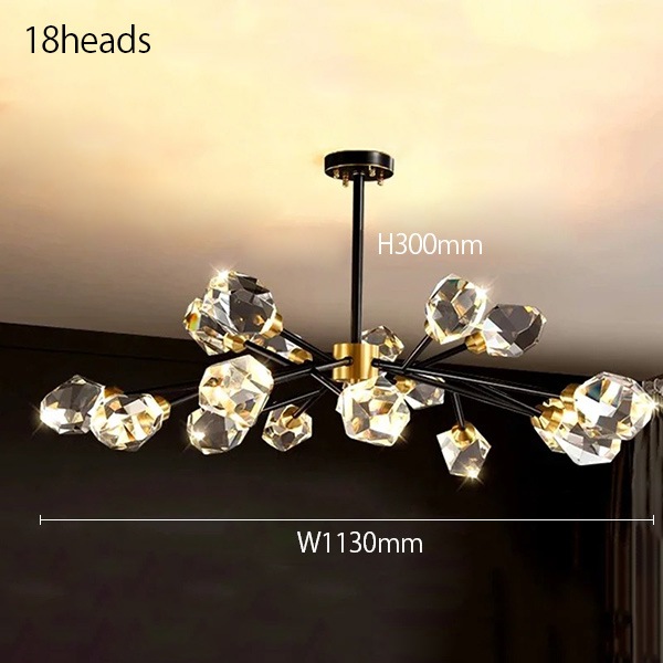 デザイン照明 モダンクリスタルシーリングライト ブラック（W690