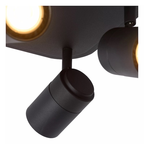 【LUCIDE】ベルギー バスルームシーリングスポットライト「LENNERT」Black 4灯（W220×D220×H125mm）