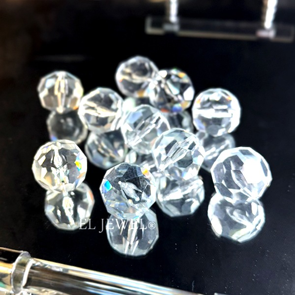 【福袋】【即納可！】クリスタルパーツ・ボール型・10個（30mm／穴貫通タイプ）