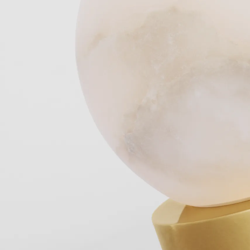 【TECH LIGHTING】アメリカ・テーブルライト「Mina Alabaster Accent Rechargeable Table Lamp」アンティークブラス（W101×L101×H139mm）