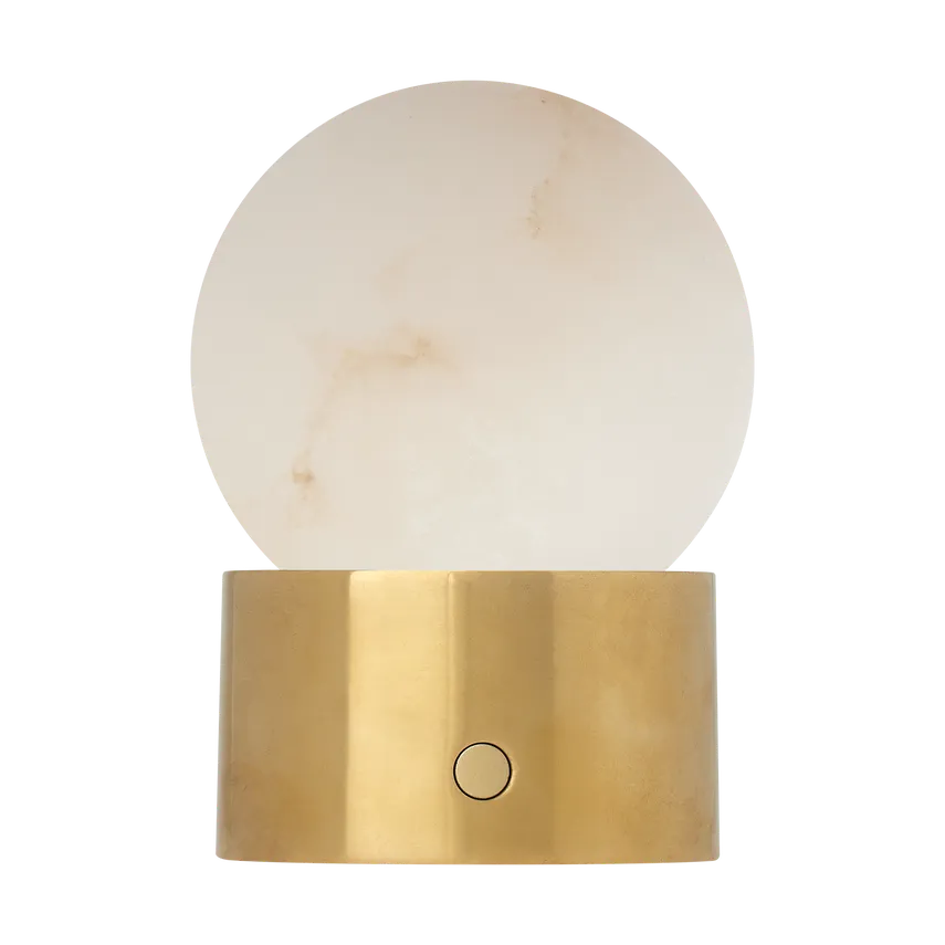 【TECH LIGHTING】アメリカ・テーブルライト「Mina Alabaster Accent Rechargeable Table Lamp」アンティークブラス（W101×L101×H139mm）