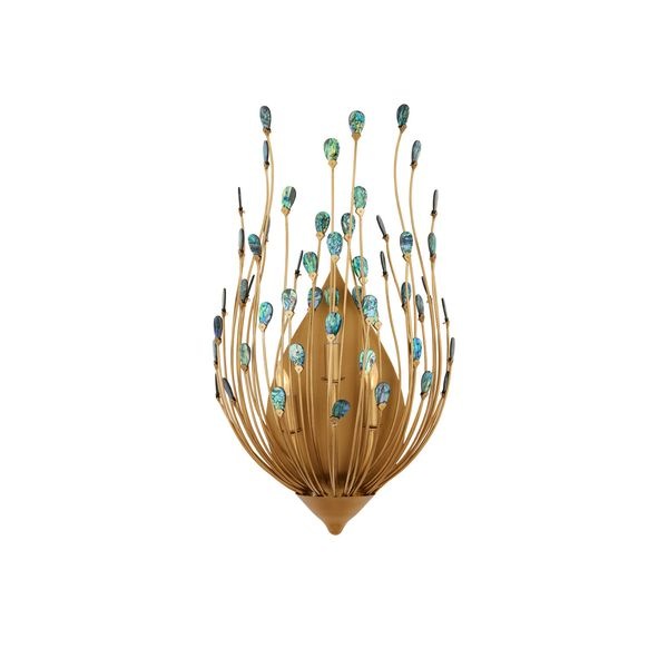 【CURREY】アメリカ・ウォールライト「Delphos」3灯 ゴールド (W343×D216×H623mm)