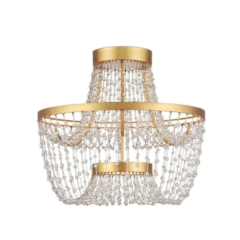 【CURREY】アメリカ・デザイン照明 LED シーリングライト「Mademoiselle」ゴールド（φ550×H520mm）