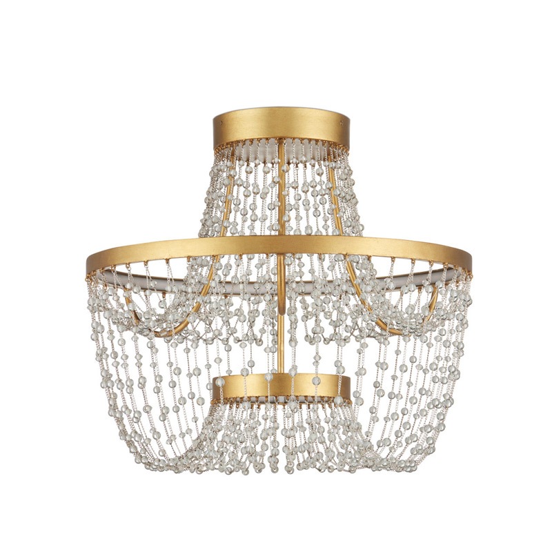 【CURREY】アメリカ・デザイン照明 LED シーリングライト「Mademoiselle」ゴールド（φ550×H520mm）