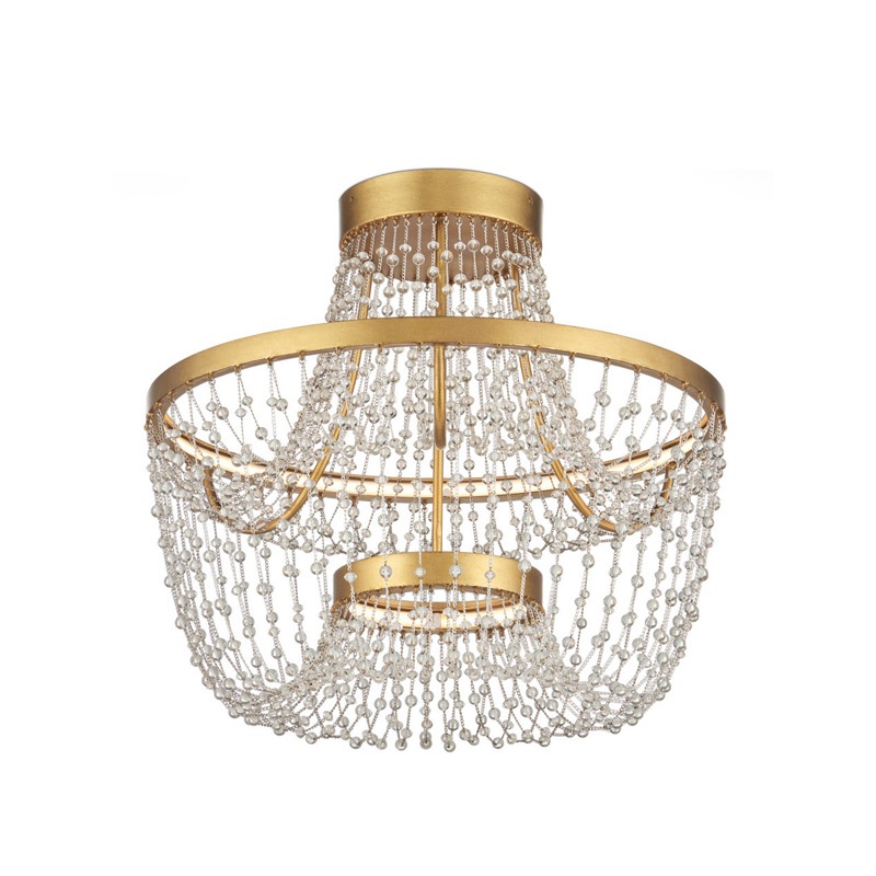 【CURREY】アメリカ・デザイン照明 LED シーリングライト「Mademoiselle」ゴールド（φ550×H520mm）