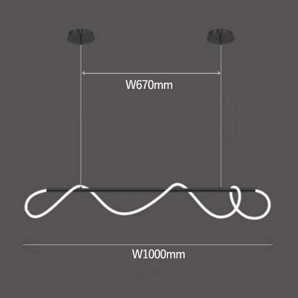 LEDロープデザイン照明 ペンダントライト ブラック(W1000~2000mm)