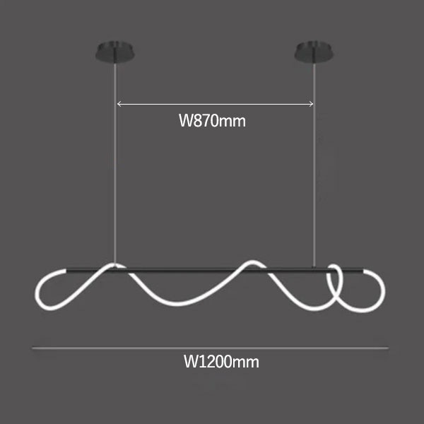 LEDロープデザイン照明 ペンダントライト ブラック(W1000~2000mm)