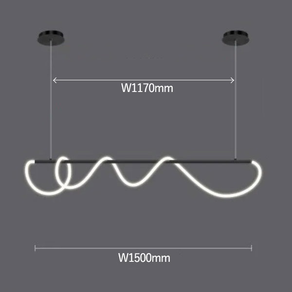 LEDロープデザイン照明 ペンダントライト ブラック(W1000~2000mm)