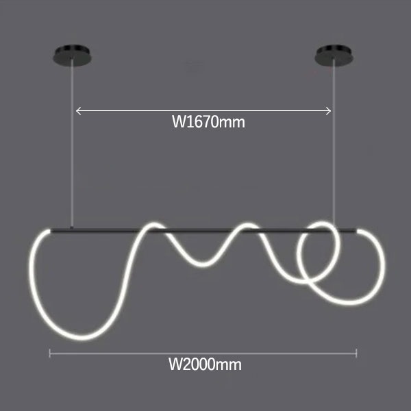 LEDロープデザイン照明 ペンダントライト ブラック(W1000~2000mm)
