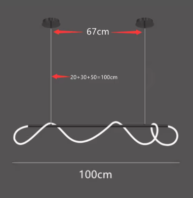LEDロープデザイン照明 ペンダントライト ブラック(W1000~2000mm)