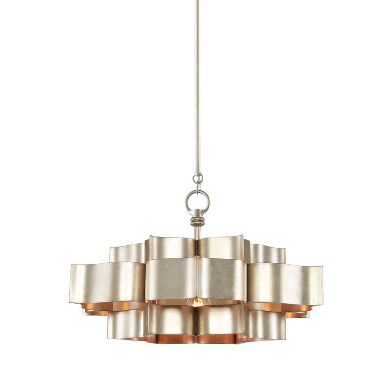 【CURREY】アメリカ・シャンデリア 1灯「Grand Lotus」S シルバー（D514×H279mm）