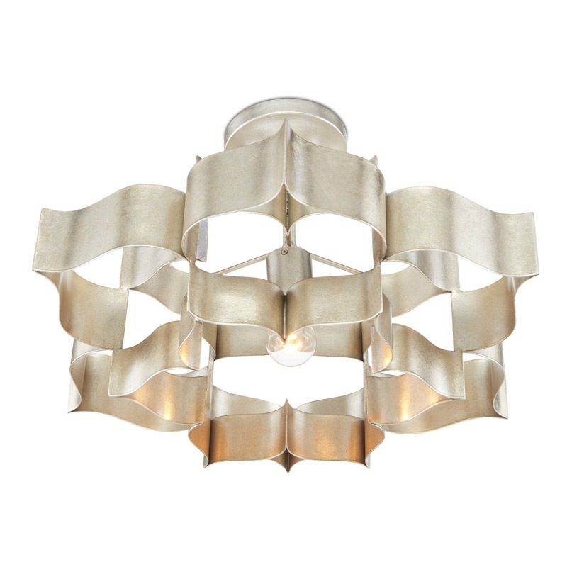 【CURREY】アメリカ・シャンデリア 1灯「Grand Lotus」S シルバー（D514×H279mm）