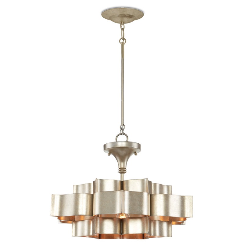 【CURREY】アメリカ・シャンデリア 1灯「Grand Lotus」S シルバー（D514×H279mm）