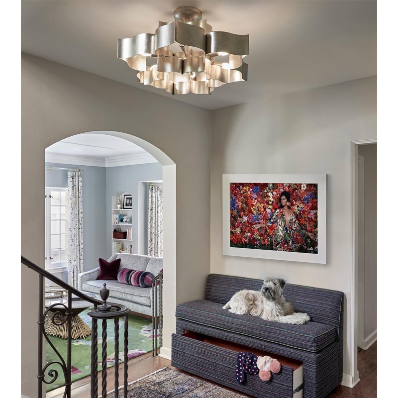 【CURREY】アメリカ・シャンデリア 1灯「Grand Lotus」S シルバー（D514×H279mm）