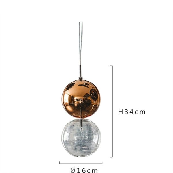 ゴールドクリアペンダントライト TQ】LEDペンダントライト クリア／ゴールド(Φ160×H340mm