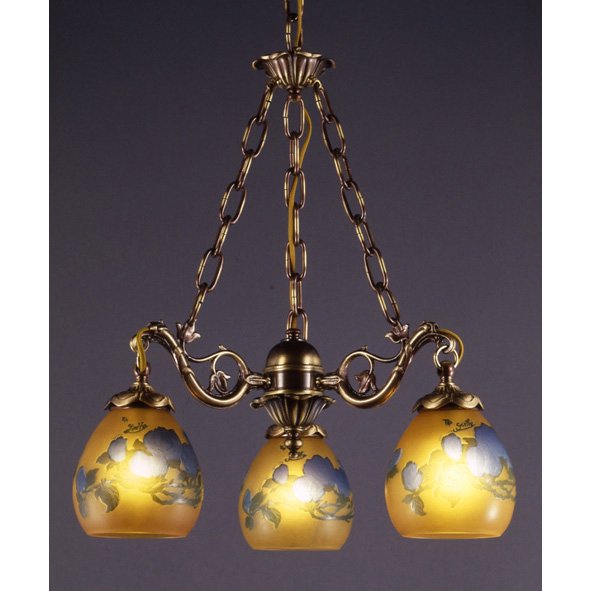 【入荷未定】【galle】 -ガレ・コレクション- シェードランプ3灯 アンティークブロンズ　「木蓮」