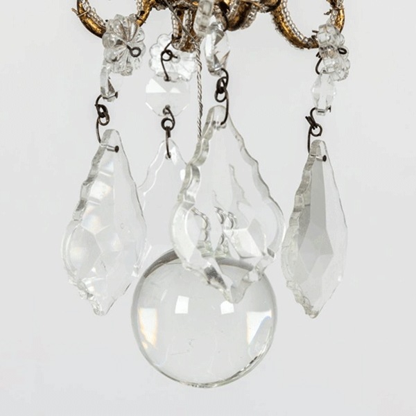 【70％OFF！アウトレット大特価セール】【１台在庫有！】【Labyrinthe】フランス クリスタルミニシャンデリア 「Mini Cage Kiki」 1灯 ゴールド (φ180x350mm)