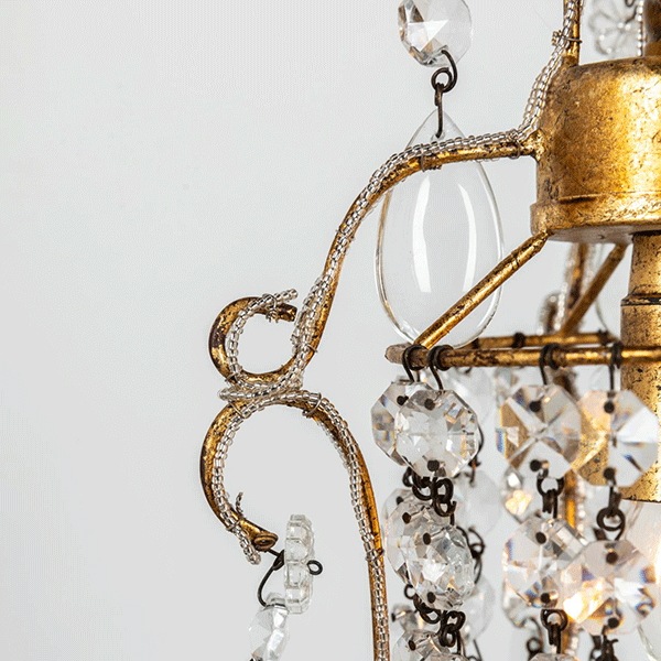 【70％OFF！アウトレット大特価セール】【１台在庫有！】【Labyrinthe】フランス クリスタルミニシャンデリア 「Mini Cage Kiki」 1灯 ゴールド (φ180x350mm)