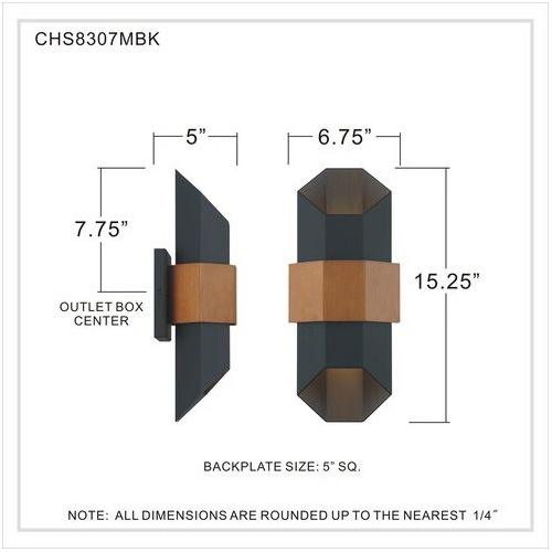 【QUOIZEL】アメリカ・デザイン照明 アウトドア LEDウォールライト「Chasm」マットブラック（W170×D120×H380mm）