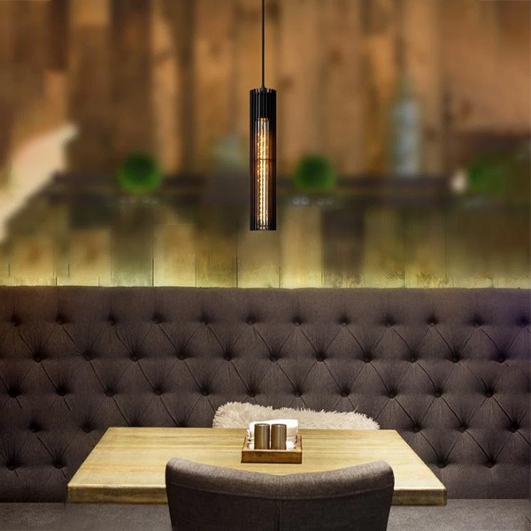 【LUCIDE】ベルギー　デザイン照明　ペンダントライト「LIONEL」Black（φ65×H340mm）