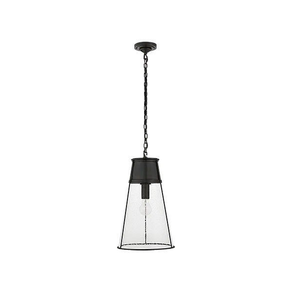 【Visual Comfort】アメリカ・デザイン照明 ペンダントライト「Robinson Large Pendant」1灯　ブロンズ・シードガラス（W298×H495mm）