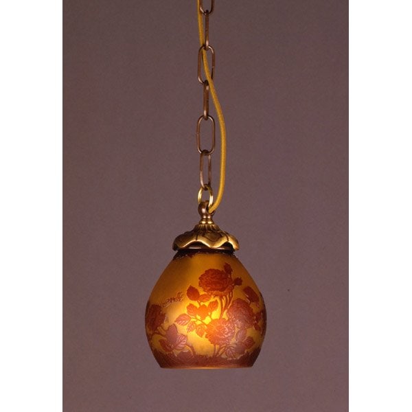 【入荷未定】【galle】-ガレ・コレクション- ペンダントランプ 1灯 アンティークブロンズ「レッドローズ」（Φ130×H185mm）