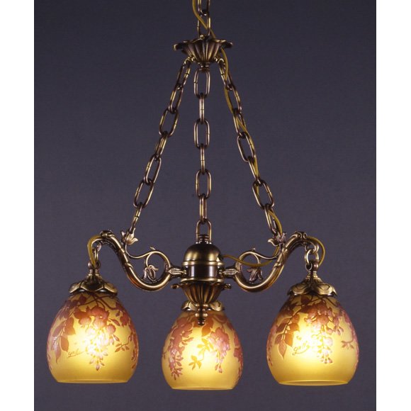 【入荷未定】【galle】-ガレ・コレクション- シェードランプ 3灯 アンティークブロンズ「藤」（Φ460×H490mm）