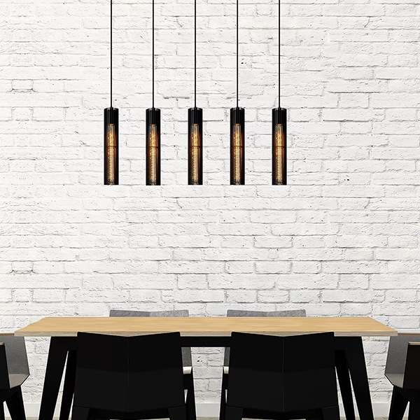 【LUCIDE】ベルギー　デザイン照明　シーリングペンダントライト「LIONEL」Black　5灯（φ65×H340mm）