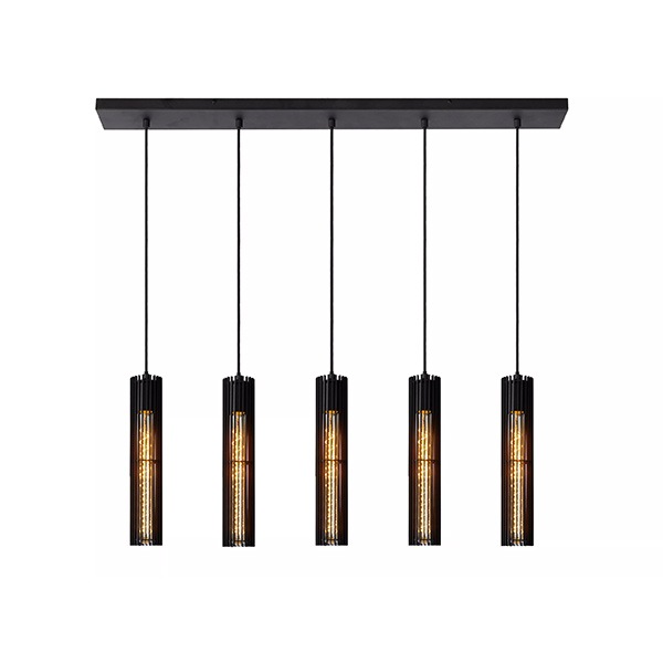 【LUCIDE】ベルギー　デザイン照明　シーリングペンダントライト「LIONEL」Black　5灯（φ65×H340mm）