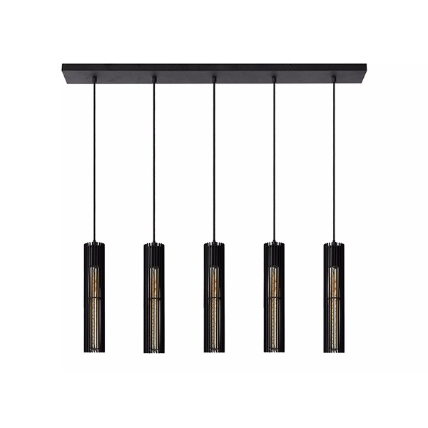 【LUCIDE】ベルギー　デザイン照明　シーリングペンダントライト「LIONEL」Black　5灯（φ65×H340mm）