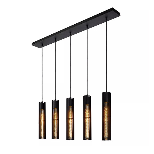 【LUCIDE】ベルギー　デザイン照明　シーリングペンダントライト「LIONEL」Black　5灯（φ65×H340mm）