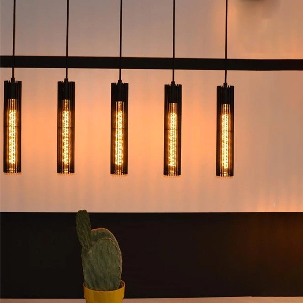 【LUCIDE】ベルギー　デザイン照明　シーリングペンダントライト「LIONEL」Black　5灯（φ65×H340mm）