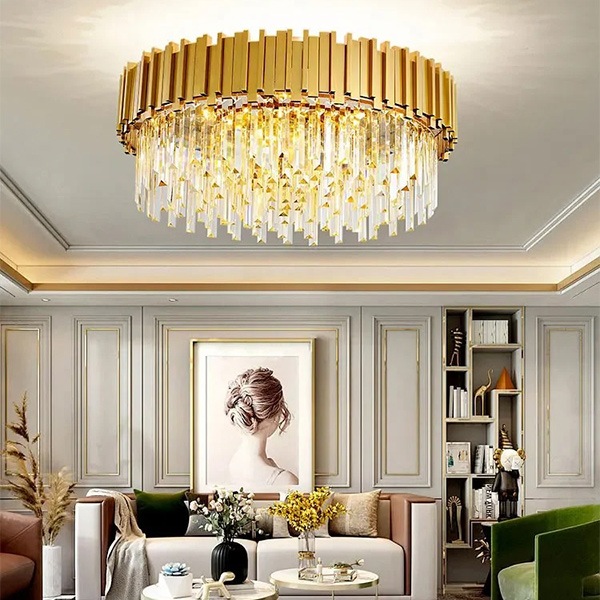 デザイン照明 クリスタルシーリングシャンデリア ゴールド（φ400／550