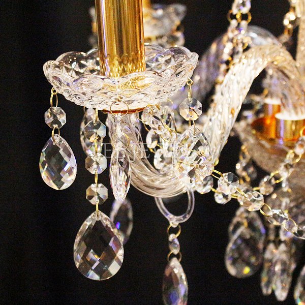 【在庫有!ゴールド:6台、クローム:3台】【LA LUCE】引掛けシーリングタイプ クリスタルシャンデリア 4灯 クローム/ゴールド(W540×H480mm)