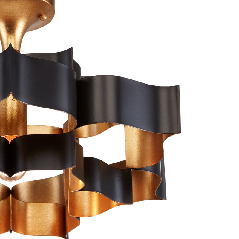 【CURREY】アメリカ・シャンデリア 1灯「Grand Lotus」S ブラック×ゴールド（D514×H279mm）