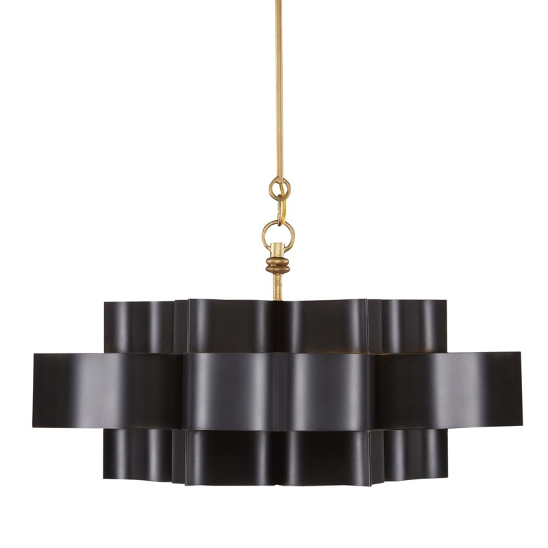 【CURREY】アメリカ・シャンデリア 1灯「Grand Lotus」S ブラック×ゴールド（D514×H279mm）