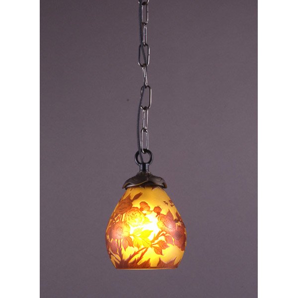 【入荷未定】【galle】-ガレ・コレクション- ペンダントランプ 1灯 ダークブロンズ「レッドローズ」