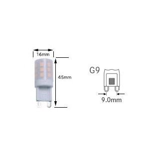【取扱終了】【国内メーカー】LEDハロピン球 G9 3W (25W相当) 2700K※調光タイプ
