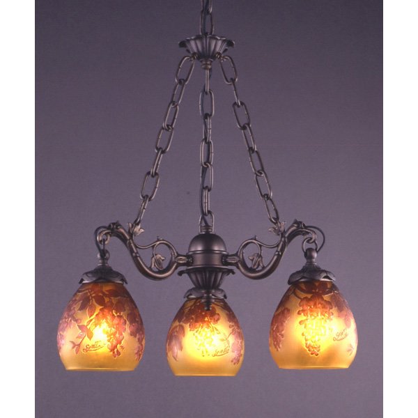 【入荷未定】【galle】-ガレ・コレクション- シェードランプ 3灯 ダークブロンズ「藤」