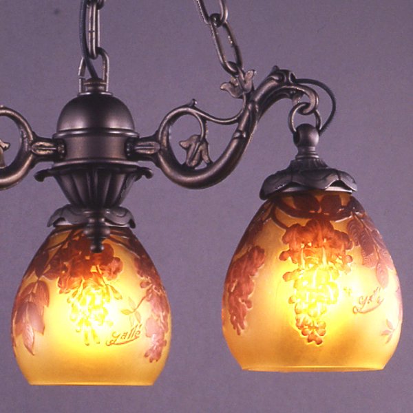 【入荷未定】【galle】-ガレ・コレクション- シェードランプ 3灯 ダークブロンズ「藤」