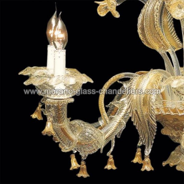 【MURANO GLASS CHANDELIERS】イタリア・ヴェネチアンガラスシャンデリア6灯「VALERIA」（W900×H850mm）