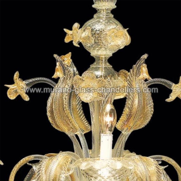 【MURANO GLASS CHANDELIERS】イタリア・ヴェネチアンガラスシャンデリア6灯「VALERIA」（W900×H850mm）