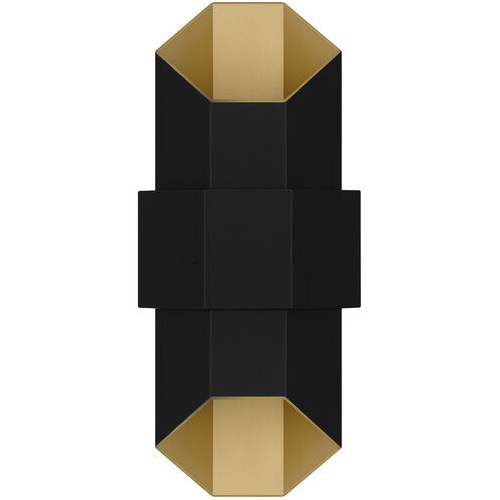 【QUOIZEL】アメリカ・デザイン照明 アウトドア LEDウォールライト「Chasm」ブラック×ゴールド（W170×D120×H380mm）