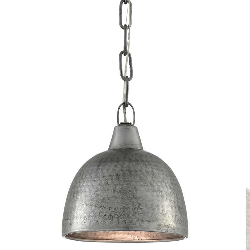 【CURREY】アメリカ・ペンダントライト 1灯「Earthshine」シルバー（φ203×H228mm）