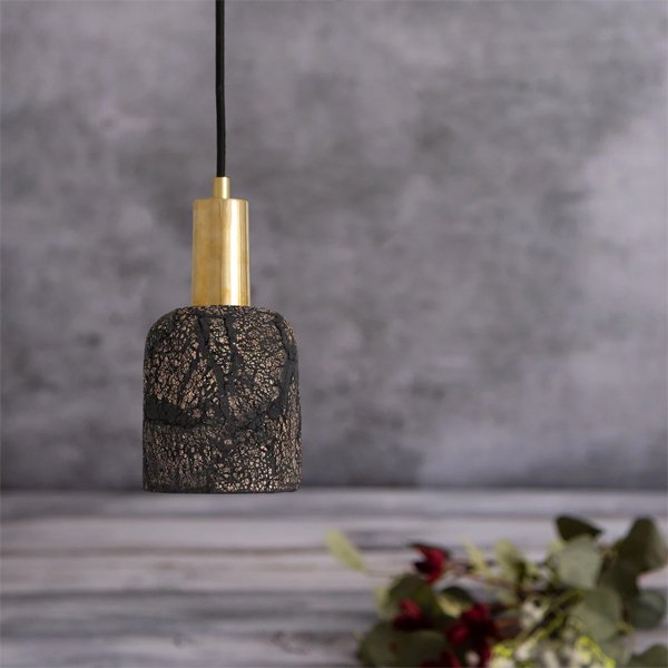 【Mullan】アイルランド・「OSIER」オーガニックセラミックペンダントライト1灯・BLACK CLAY（W115mm）