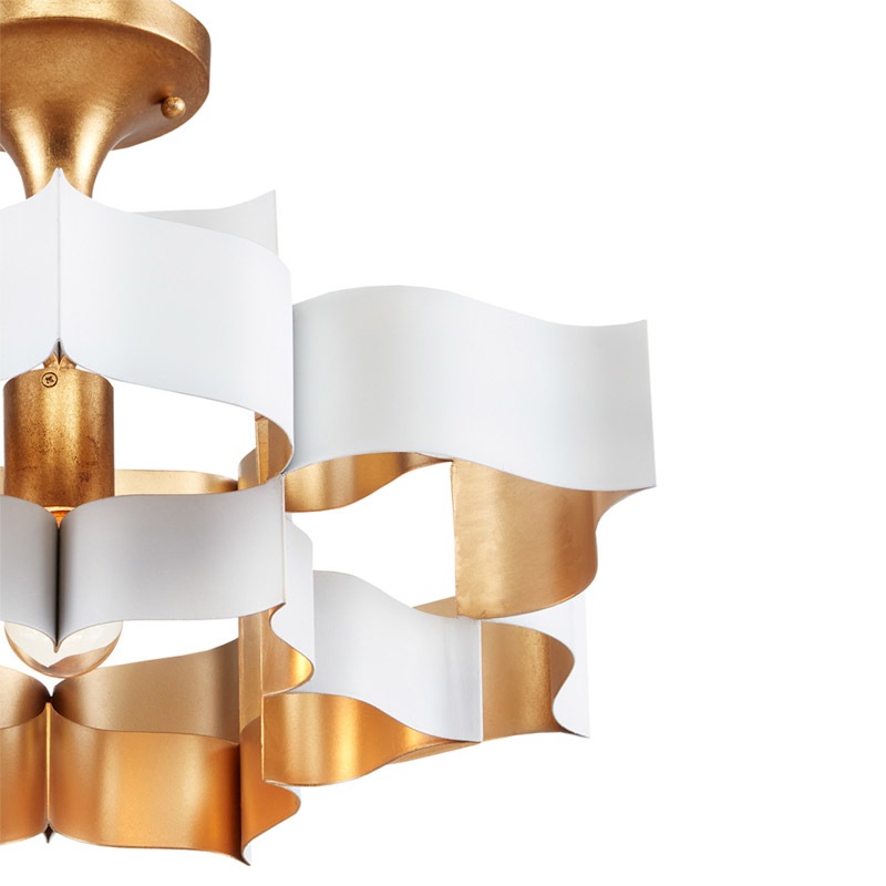 【CURREY】アメリカ・シャンデリア 1灯「Grand Lotus」S ホワイト×ゴールド（D514×H279mm）