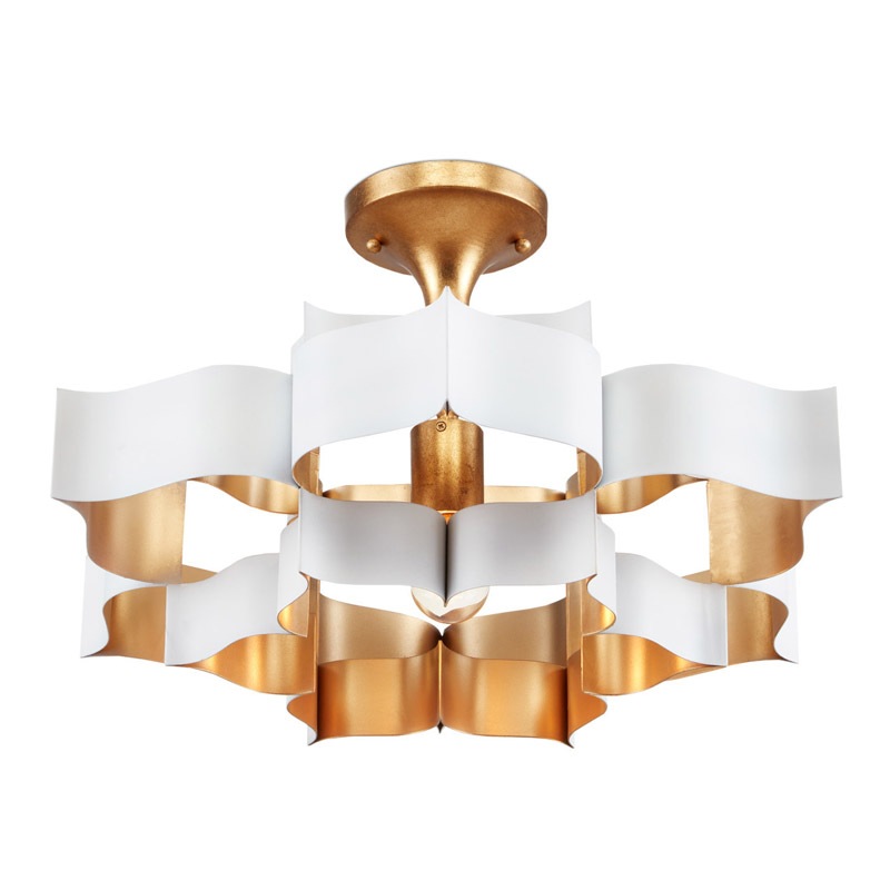 【CURREY】アメリカ・シャンデリア 1灯「Grand Lotus」S ホワイト×ゴールド（D514×H279mm）