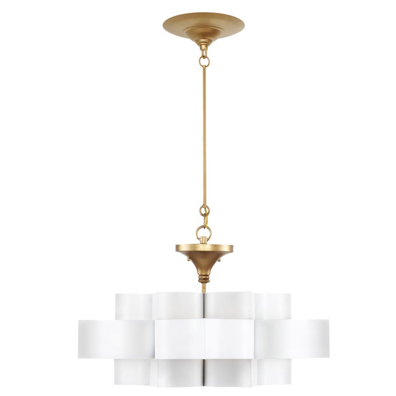 【CURREY】アメリカ・シャンデリア 1灯「Grand Lotus」S ホワイト×ゴールド（D514×H279mm）